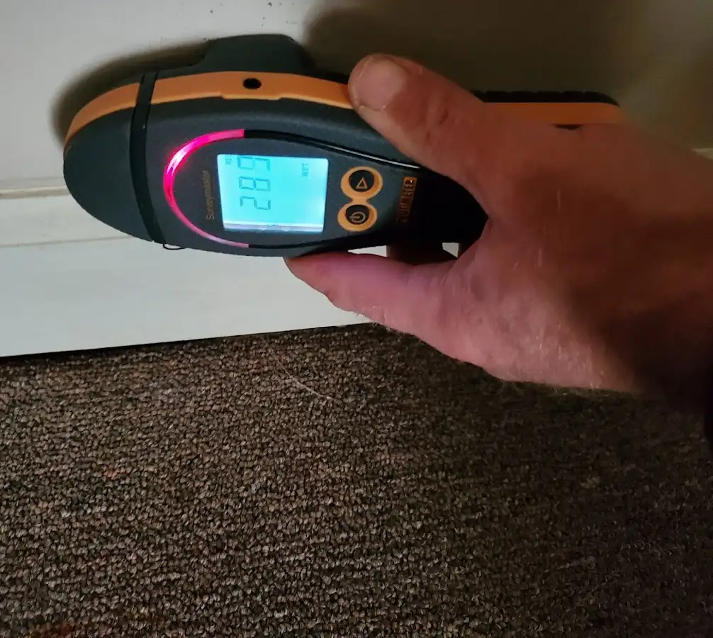 Moisture detection at baseboard during Burst Pipe Cleanup in Eatontown